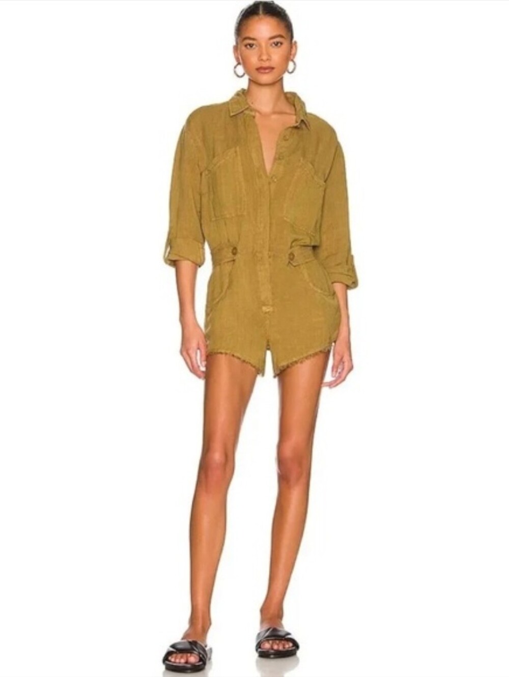 YFB Revolve River Romper In Dirty Olive
